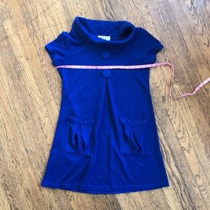 Electric blue tunic with buttons